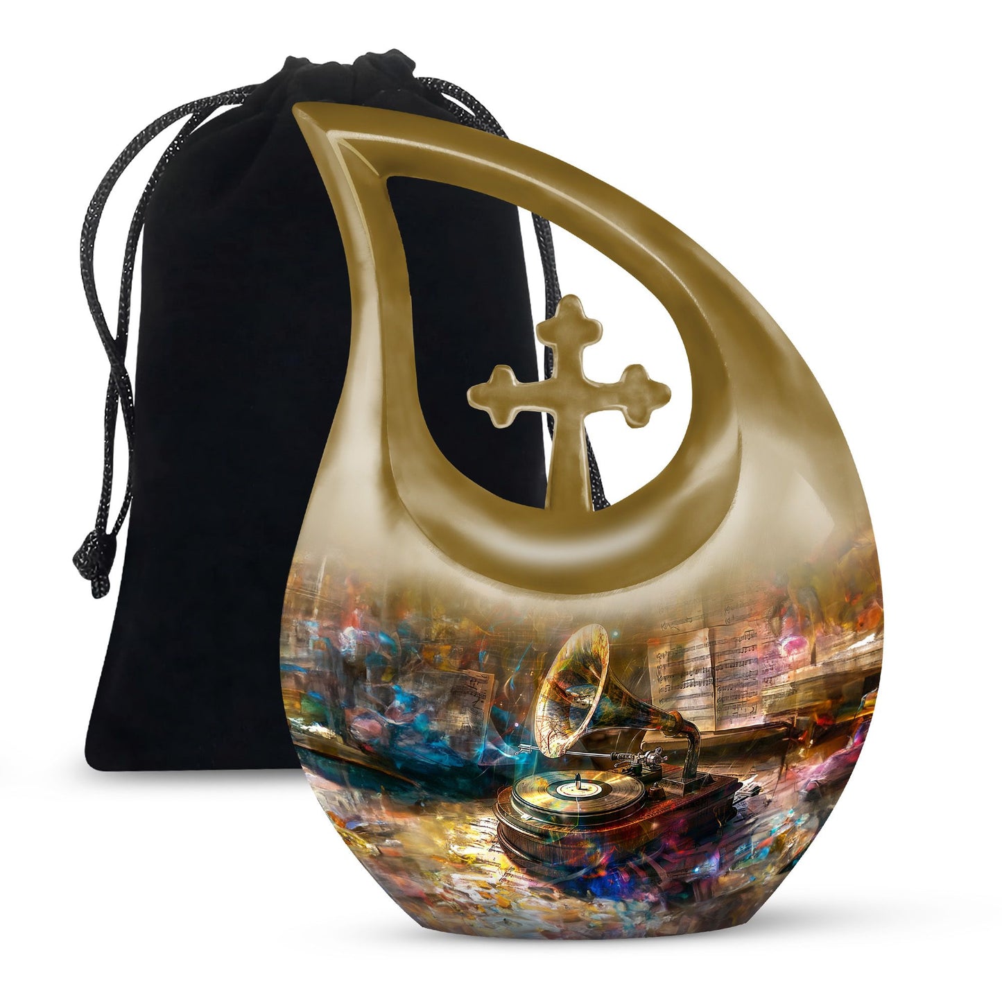 10-inch Gramophone Urn featuring Cross Drop design 