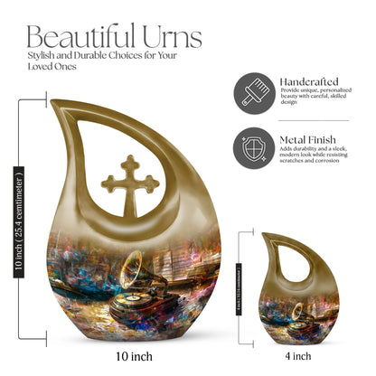 10-inch Gramophone Urn featuring Cross Drop design 