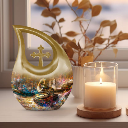 10-inch Gramophone Urn featuring Cross Drop design 