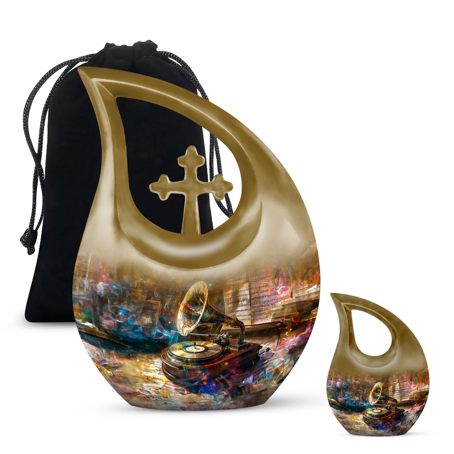 10-inch Gramophone Urn featuring Cross Drop design 