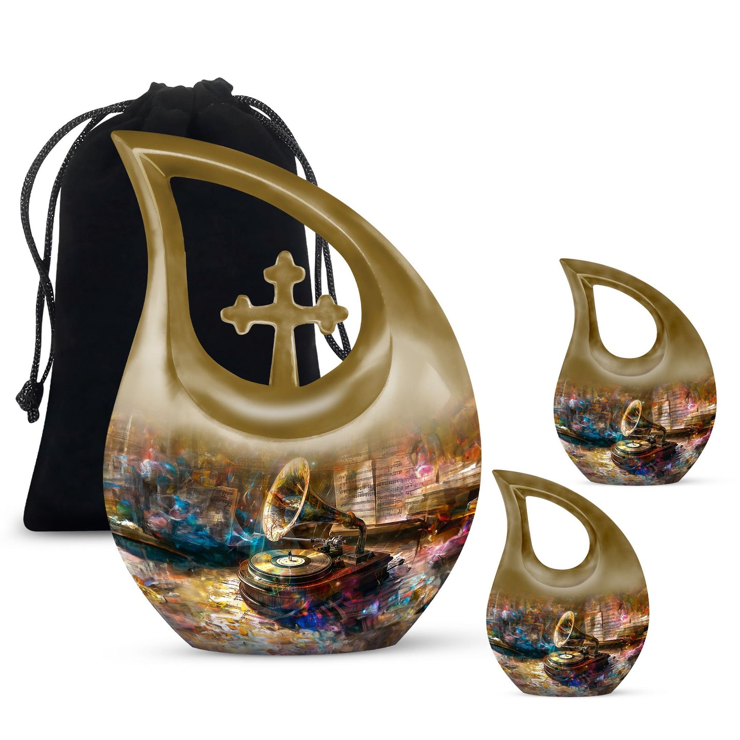10-inch Gramophone Urn featuring Cross Drop design 