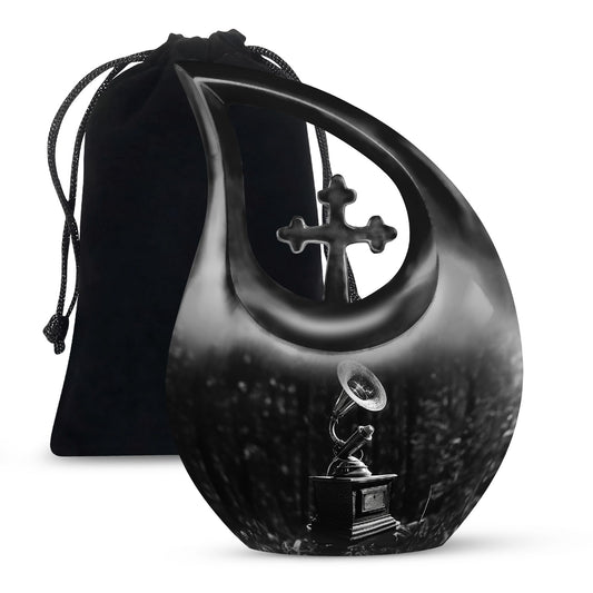 10 inch cross drop Gramophone urn for human ashes 