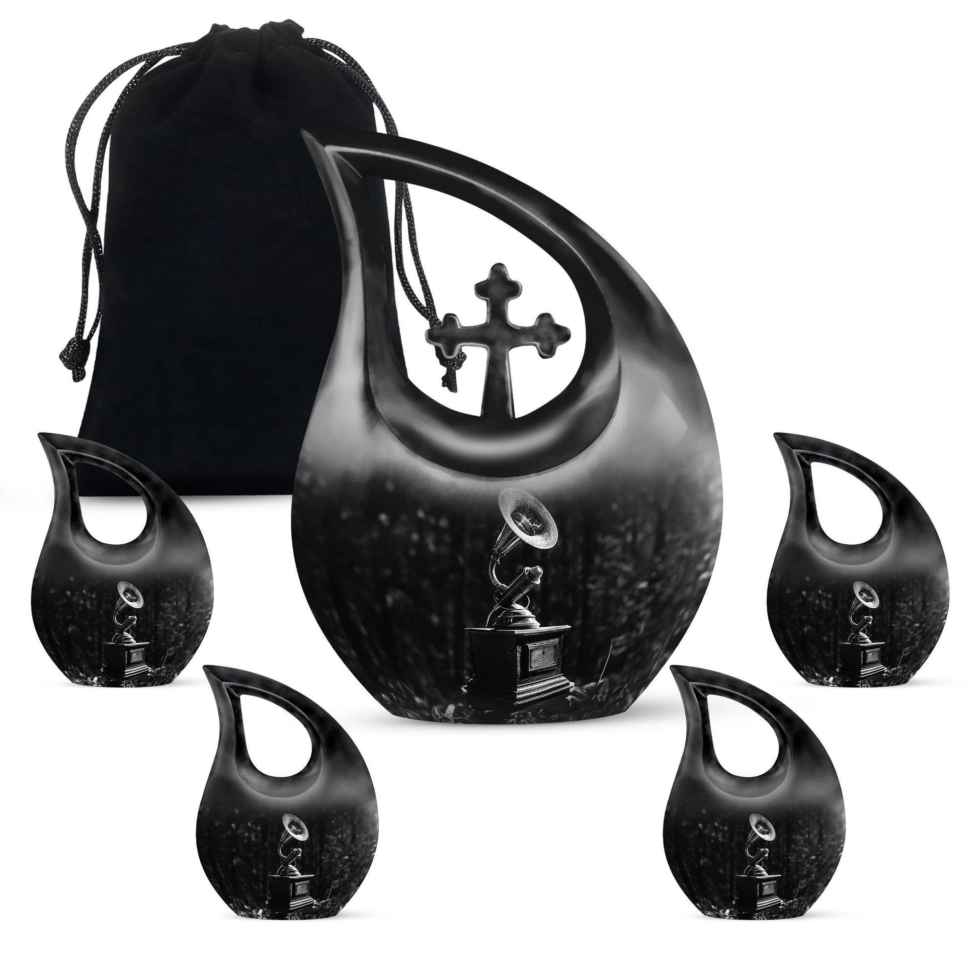 10 inch cross drop Gramophone urn for human ashes 
