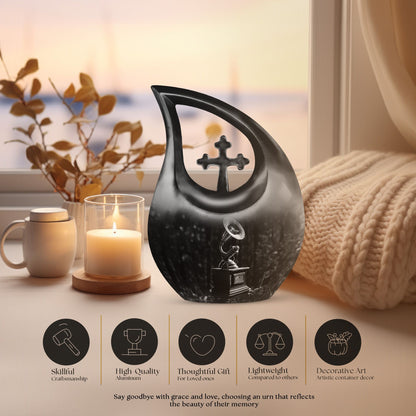 10 inch cross drop Gramophone urn for human ashes 