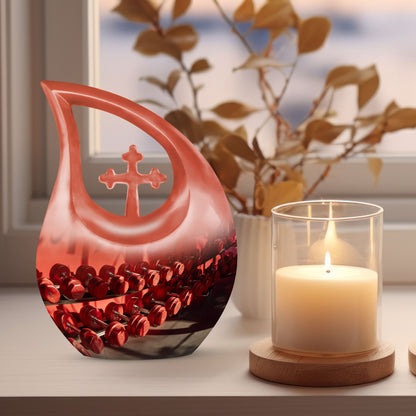 10-inch Dumbles Urn with Cross Drop design for cremation,