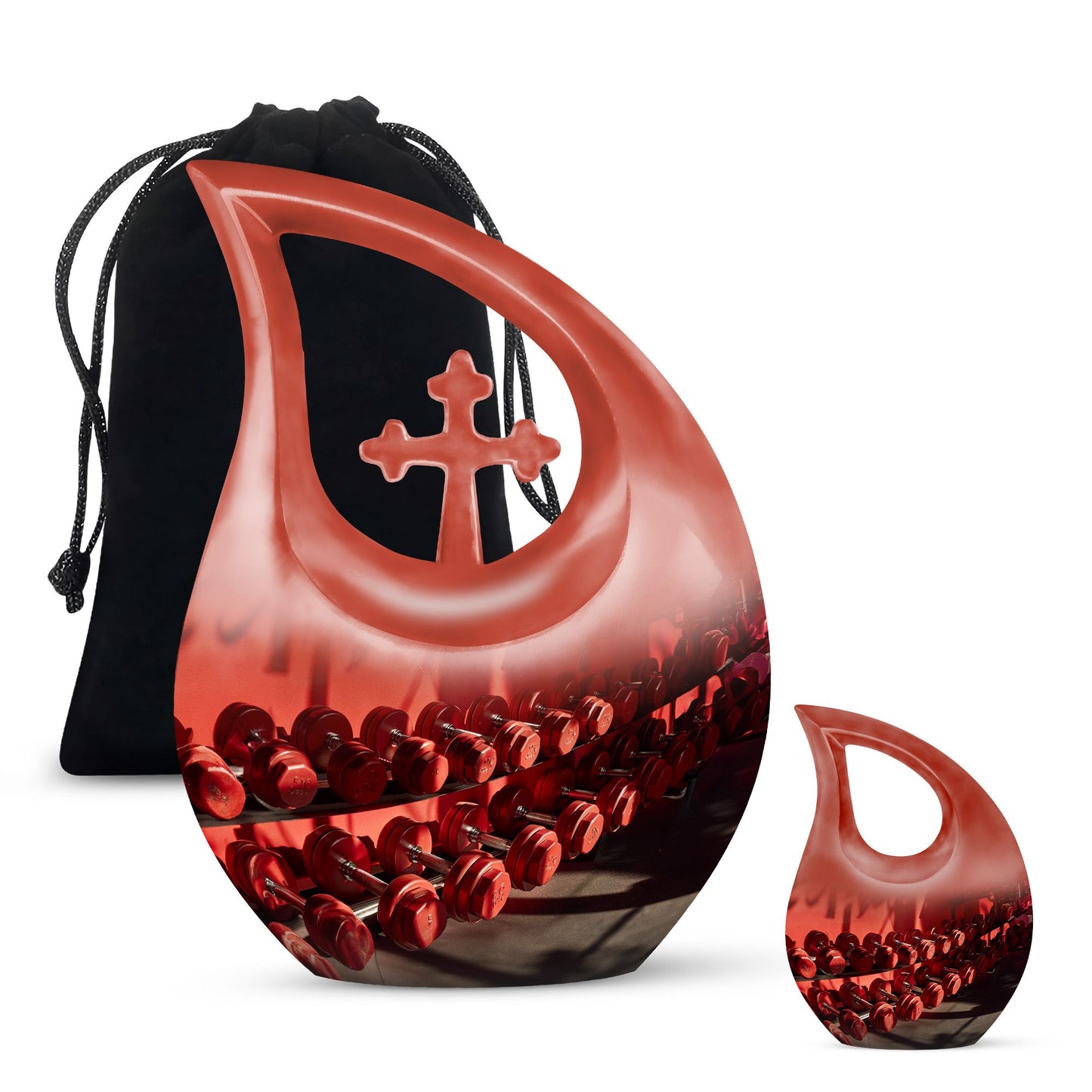 10-inch Dumbles Urn with Cross Drop design for cremation,