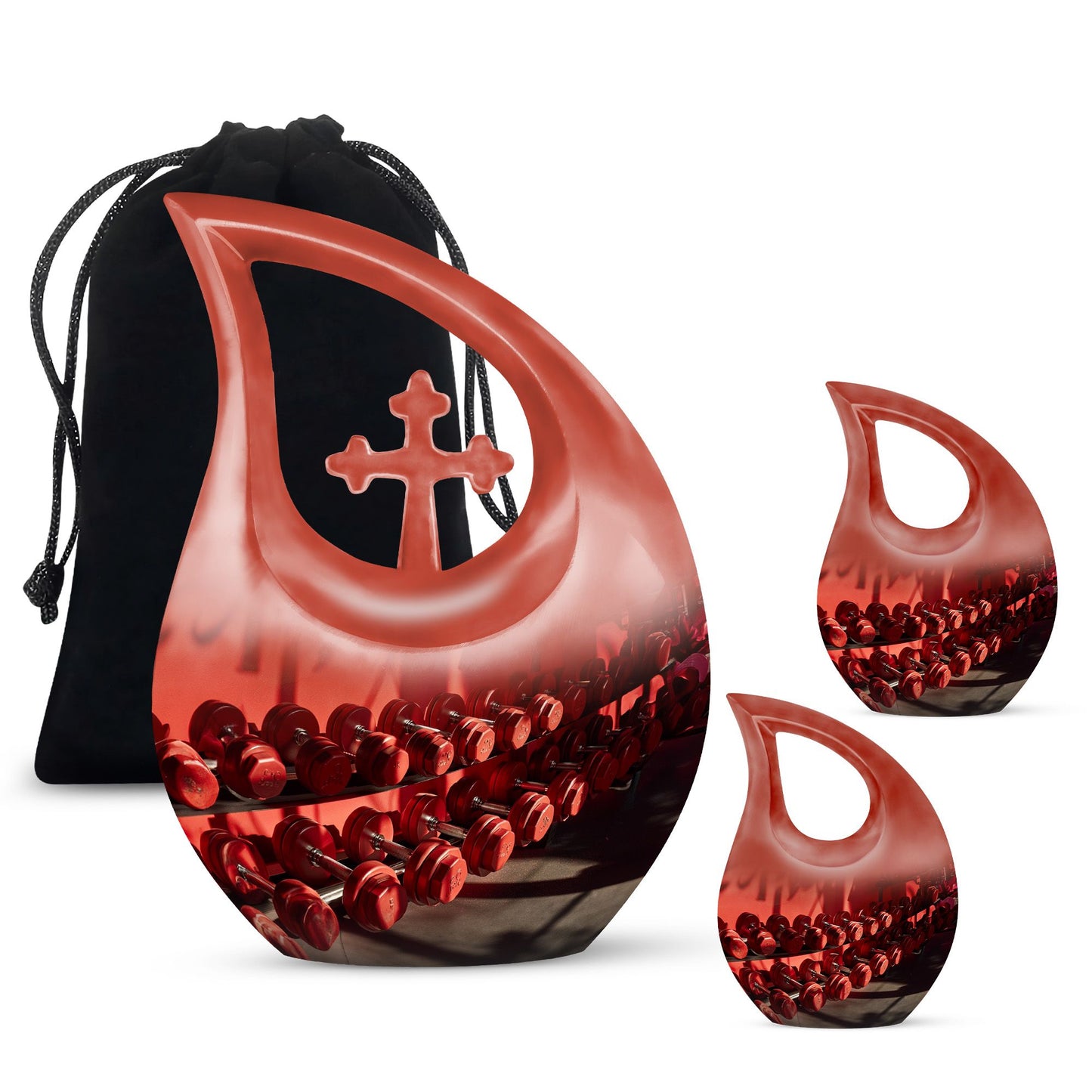 10-inch Dumbles Urn with Cross Drop design for cremation,