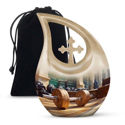 10 inch Dumbles Urn with Cross Drop design, ideal for Cremation ashes storage