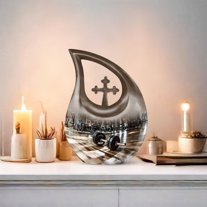 10-inch Dumbles Urn in Cross Drop Design,