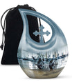 10-inch Dumbles Urn, Cross Drop design, affordable cremation and memorial urn