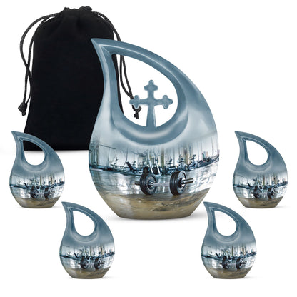 10-inch Dumbles Urn, Cross Drop design, affordable cremation and memorial urn