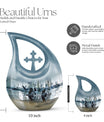 10-inch Dumbles Urn, Cross Drop design, affordable cremation and memorial urn