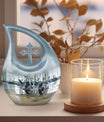 10-inch Dumbles Urn, Cross Drop design, affordable cremation and memorial urn