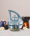 10-inch Dumbles Urn, Cross Drop design, affordable cremation and memorial urn