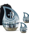 10-inch Dumbles Urn, Cross Drop design, affordable cremation and memorial urn