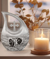 10inch Dumbles Urn with Cross Drop design, 
