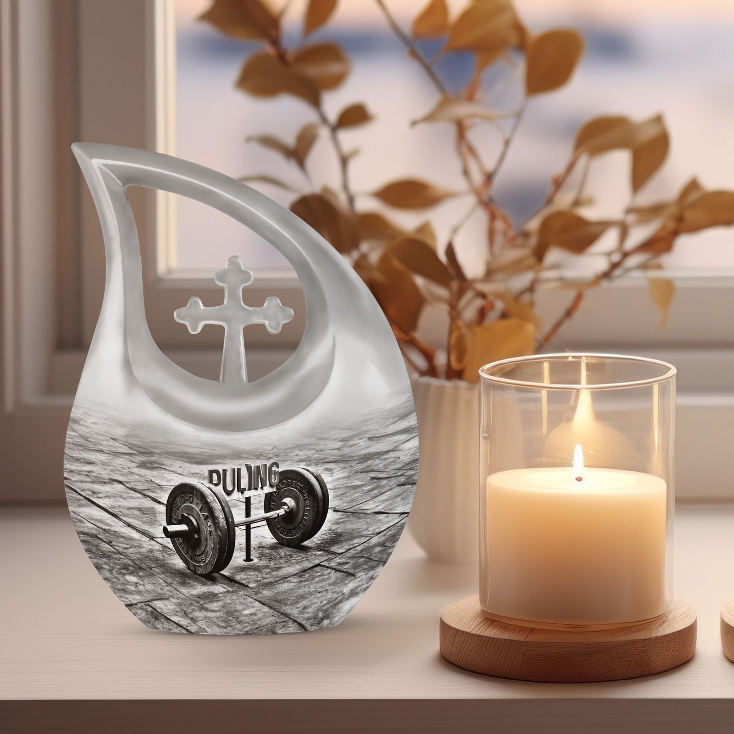 10inch Dumbles Urn with Cross Drop design, 