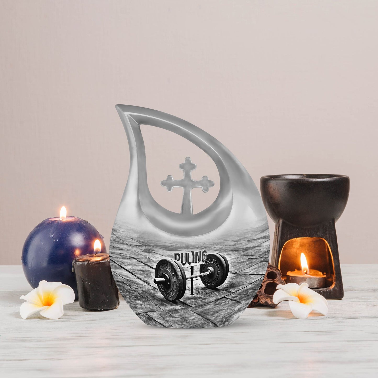 10inch Dumbles Urn with Cross Drop design, 