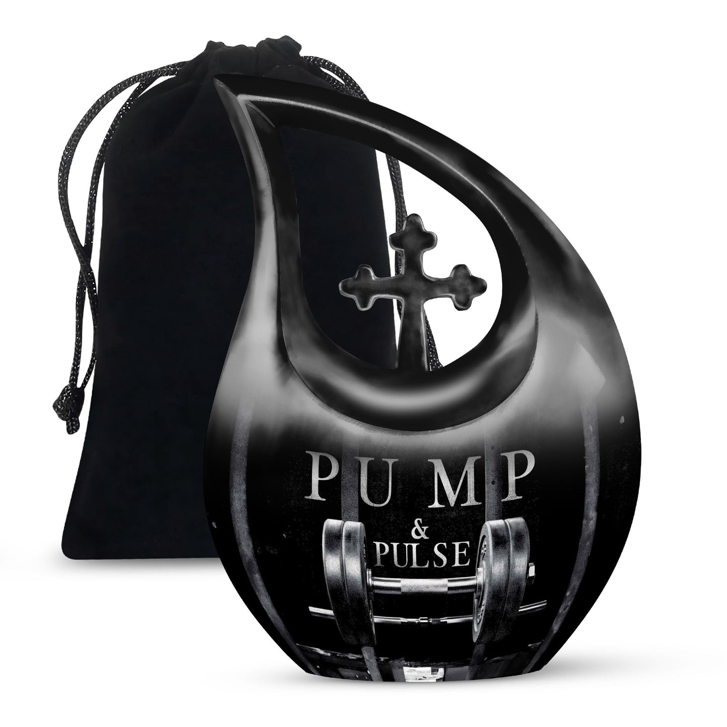 Large 10-inch Dumbles Urn with Cross Drop design, 