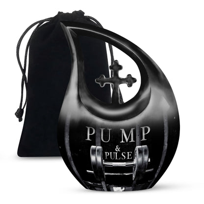 Large 10-inch Dumbles Urn with Cross Drop design, 