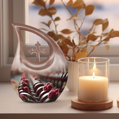 10-inch Dumbles Urn with Cross Drop 