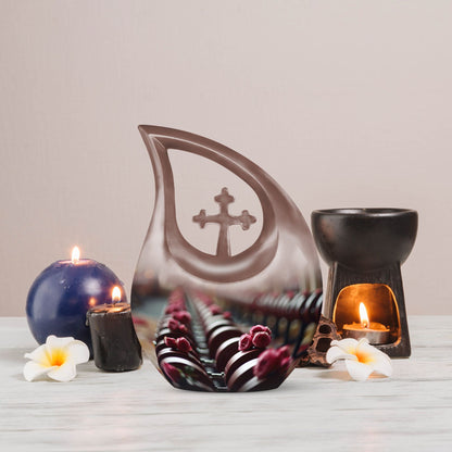 10-inch Dumbles Urn with Cross Drop 