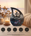 Dumbles urn in Aluminium with Cross Drop 