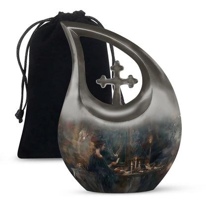 10-inch Tarot Urn with Cross Drop design, 