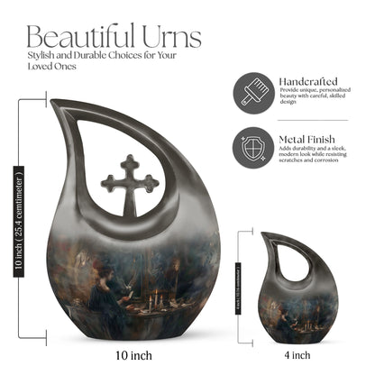 10-inch Tarot Urn with Cross Drop design, 
