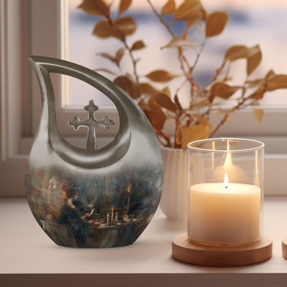 10-inch Tarot Urn with Cross Drop design, 