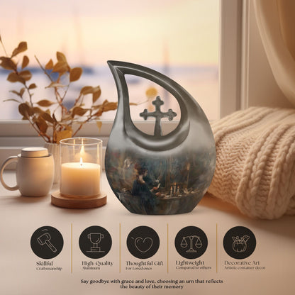 10-inch Tarot Urn with Cross Drop design, 