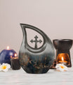 10-inch Tarot Urn with Cross Drop design, 