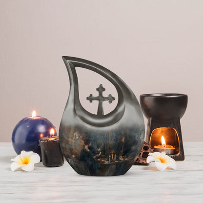 10-inch Tarot Urn with Cross Drop design, 