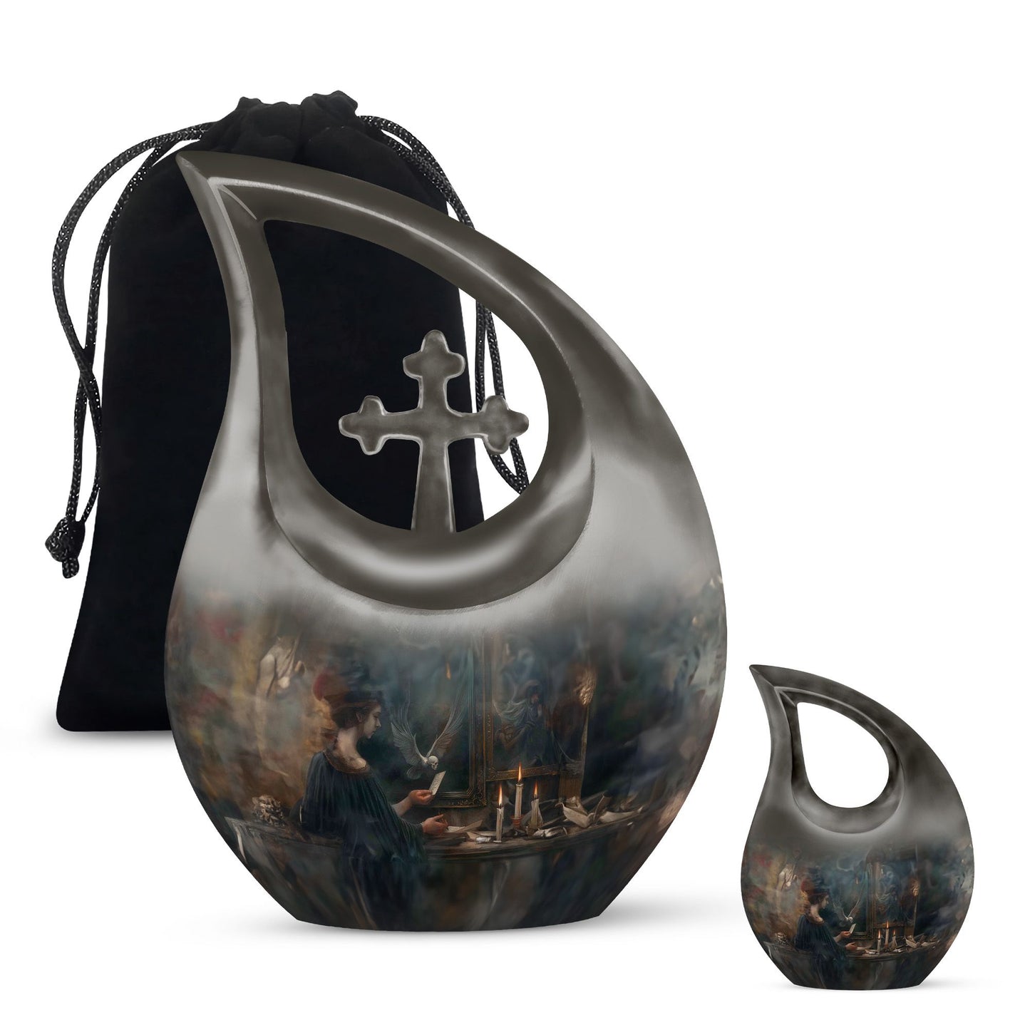 10-inch Tarot Urn with Cross Drop design, 