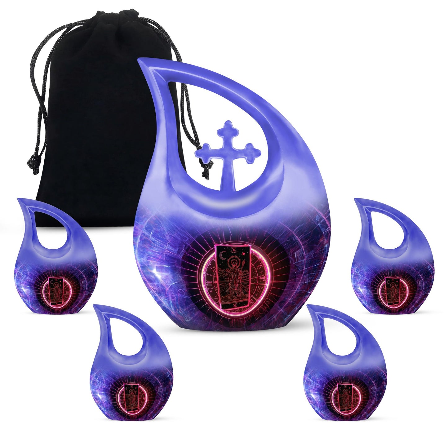10-inch tarot themed cross drop large urn, 