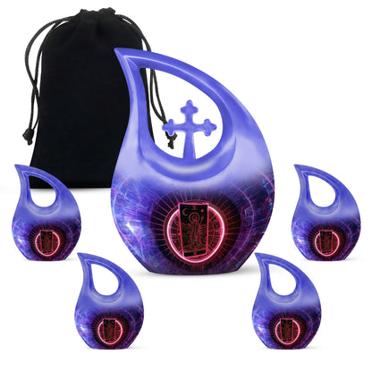 10-inch tarot themed cross drop large urn, 