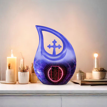 10-inch tarot themed cross drop large urn, 