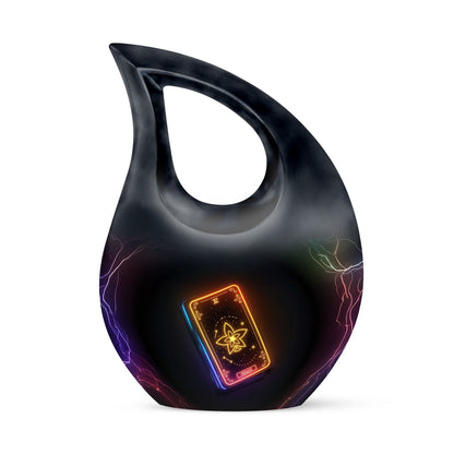 10-inch Tarot-themed Cross Drop Urn, engraved funeral 