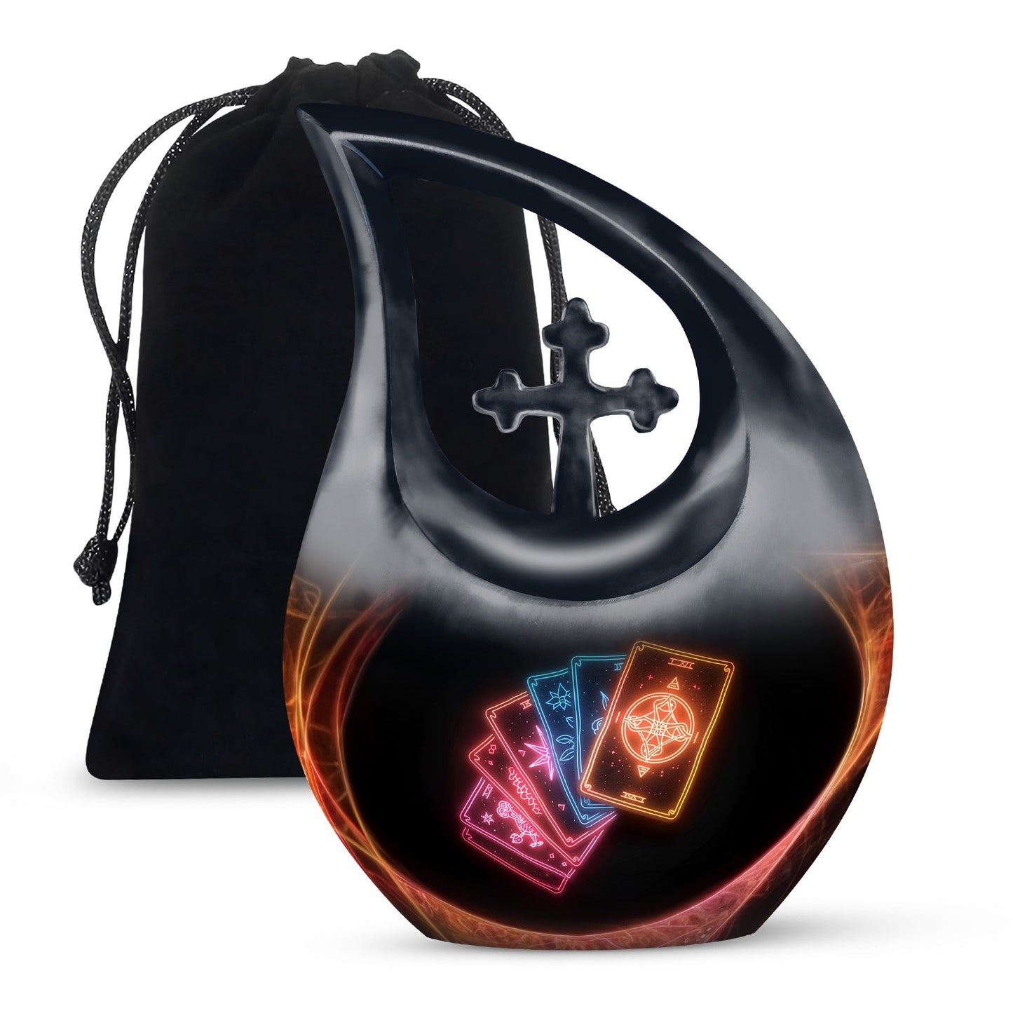 10-inch Tarot Urn with Cross Drop design, perfect Funeral 