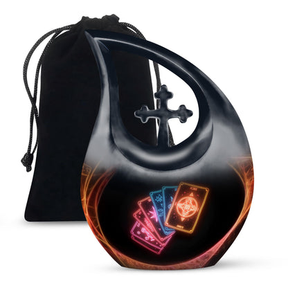 10-inch Tarot Urn with Cross Drop design, perfect Funeral 