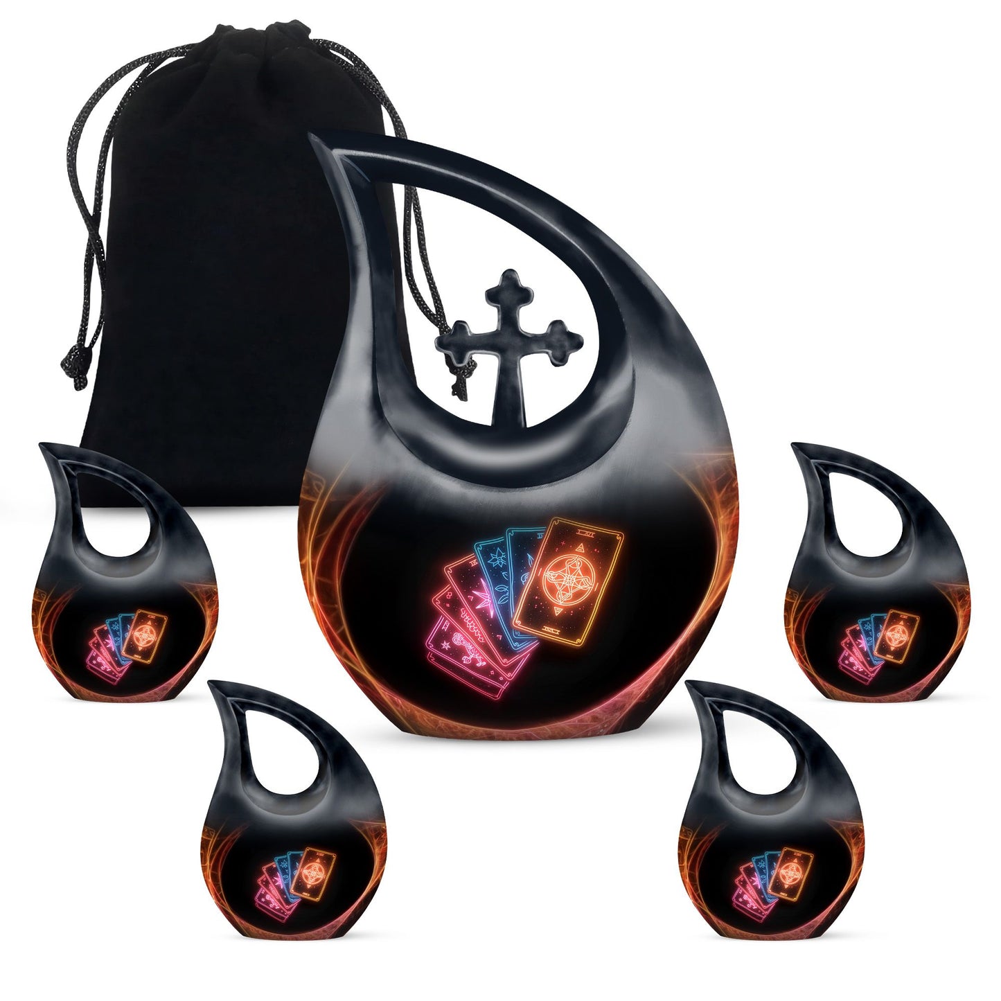10-inch Tarot Urn with Cross Drop design, perfect Funeral 