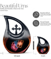 10-inch Tarot Urn with Cross Drop design, perfect Funeral 