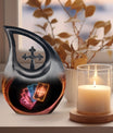 10-inch Tarot Urn with Cross Drop design, perfect Funeral 
