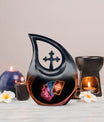 10-inch Tarot Urn with Cross Drop design, perfect Funeral 