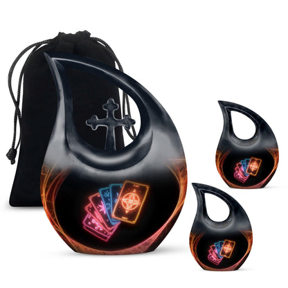 10-inch Tarot Urn with Cross Drop design, perfect Funeral 