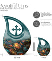 Cross Drop Aluminium Tarot Urn, memorial urn for human ashes with custom engraving