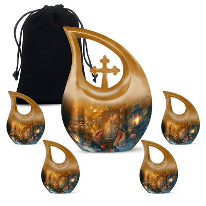 Large Tarot Urn, Cross Drop design for cremated 