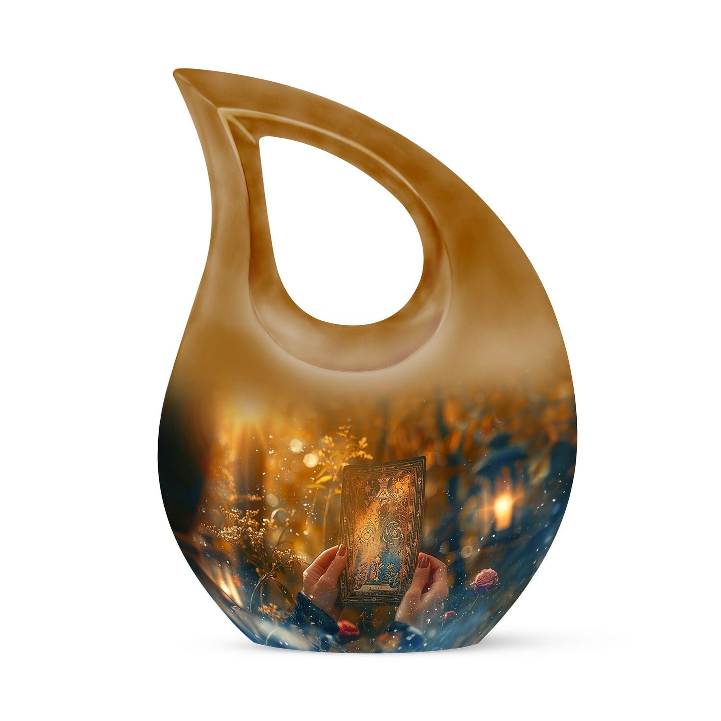 Large Tarot Urn, Cross Drop design for cremated 