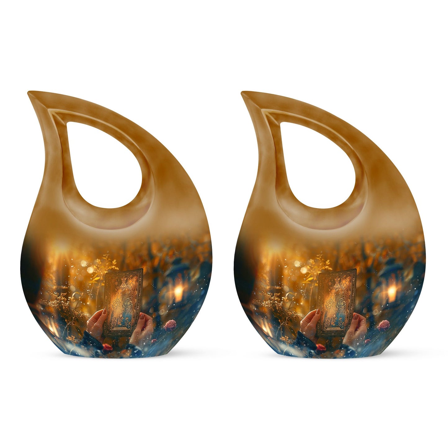 Large Tarot Urn, Cross Drop design for cremated 