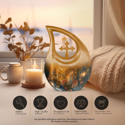 Large Tarot Urn, Cross Drop design for cremated 